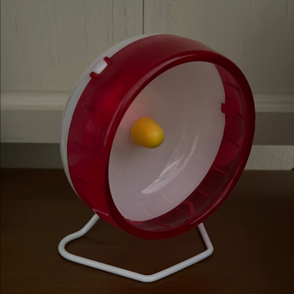 Red White Plastic Metal Hamster Wheel
